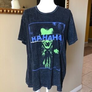 Batman Joker Black Acid Wash Short Sleeve Unisex Graphic T-shirt Size Large